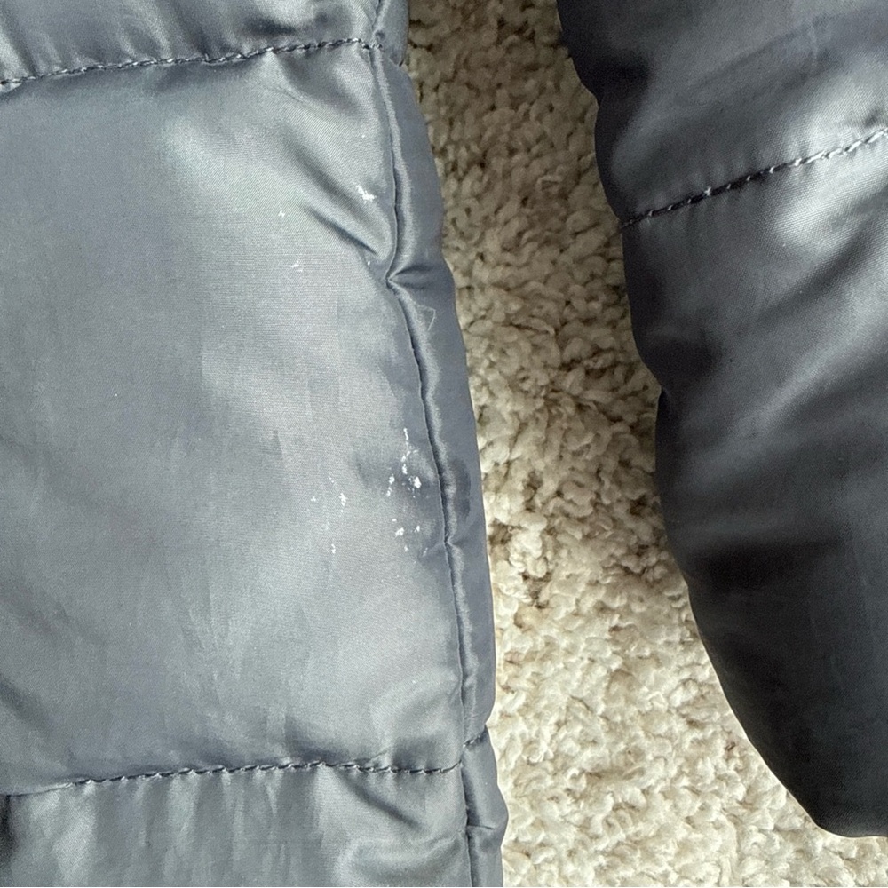 Lands’ End Gray/Blue Long Down Puffer Coat Hooded Winter Parka Women M 10-12 - Picture 2 of 11